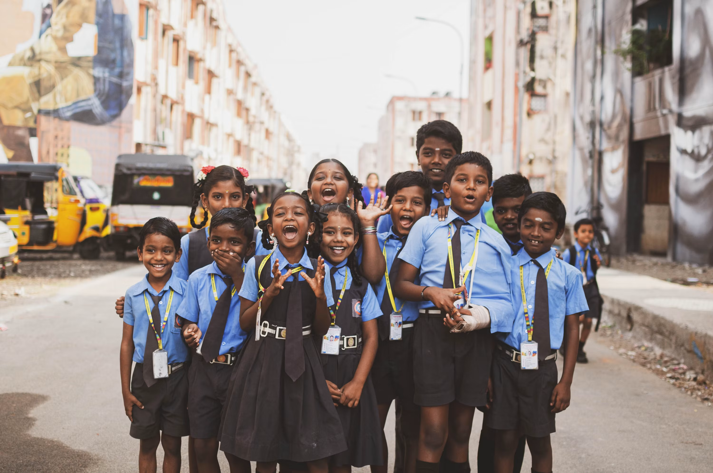 Students laughing together between classes